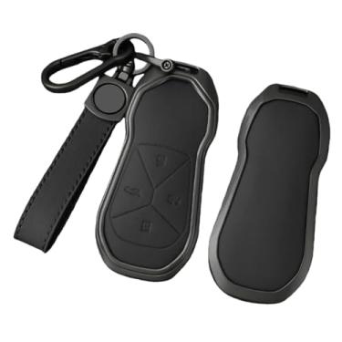 Imagem de Liga de zinco couro carro remoto chave fob caso capa escudo compatível com xpeng/xiaopeng p5 p7 g9 g3i acessórios automóveis(Black b)