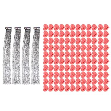 Imagem de Enfeites em forma de coração Folha de alumínio brilhante Requintada decorações suspensas reutilizáveis ​​para festa, quarto, chá de bebê, noivado, 120 peças com cordas (Vermelha)