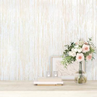 Imagem de EPPKILY Papel de parede de textura de papel de parede de ouro branco para contato com papel de parede de tecido dourado descasque e cole bancadas papel de contato autoadesivo para paredes e armários