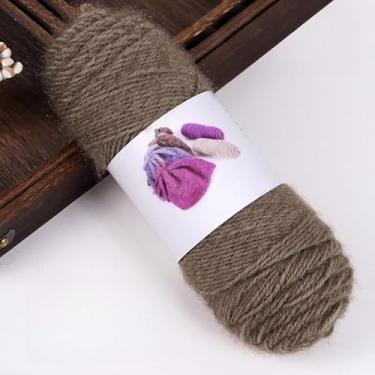 Imagem de novelos de lã de peso médio – fio de tricô macio brilhante para chapéus, cachecóis e xales, suprimentos de artesanato (marrom)