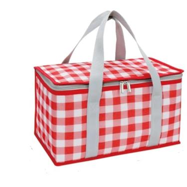 Imagem de Caixa térmica portátil de 24 litros, à prova d'água, para piquenique, acampamento, almoço, bento, filme de alumínio espesso, pacote com zíper (vermelho)