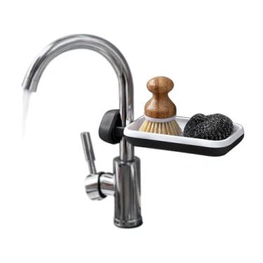 Imagem de Suporte para Esponja de Cozinha Organizador Sabão e Escova Porta-Objetos Rotativo Pia com Torneira Prateleira Drenadora Detachável ABS Design Aberto R