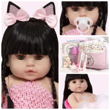 Imagem de Bebe Reborn Menina Coelhinha Morena Com Bolsa 22 Acessórios - Cegonha 