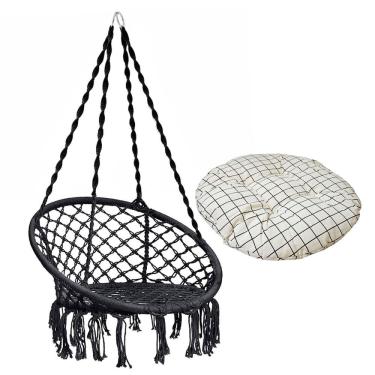 Imagem de Rede Cadeira Balanço Almofada Algodao Suspensa Confortavel Teto Casa Varanda Quintal  Jardim Sacada Decoraçao
