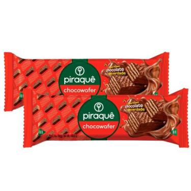Imagem de Kit 2 Biscoito Wafer Piraquê Chocowafer Recheio e Cobertura Chocolate 