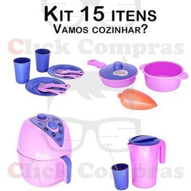 Imagem de Kit Infantil Cozinha Air Fryer Jarra Copos Panelas 15pç - CLICKCOMPRAS