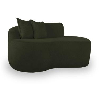 Imagem de Sofá Sala Curvo 2 Lugares Bouclé Verde Musgo