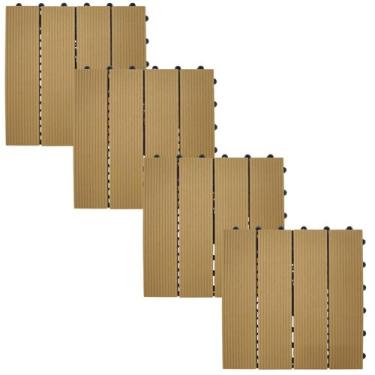 Imagem de 4 Deck Plástico Jatobá 30x30 Box Banheiro Piscina Jardim - Tudo Jardim