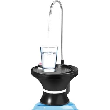 Imagem de Bomba Elétrica de Água Recarregável USB, 4W, Preta, para Galões de 7L a 20L, com Mangueira 106cm e Bateria 1500mAh