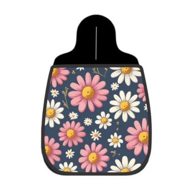 Imagem de Lixeira De Carro Organizador Lixinhocar Margaridas Rosa Fundo Azul