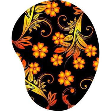 Imagem de Mouse Pad Ergonômico Gota Flores Laranja e Amarelo