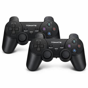 Imagem de Kit 2 Controles Joystick Bluetooth Wireless sem Fio com Receptor USB 2.4G Alcance de 10 Metros para PC TV e Jogos Antigos