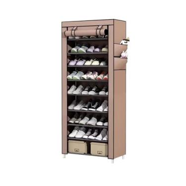 Imagem de Sapateira empilhável simples dormitório multicamadas grande capacidade doméstico Dusoof aluguel habitação com sapato armário de sapatos (cor: marrom) (marrom)