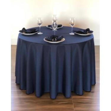 Imagem de Kit 10 Toalha de Mesa Redonda Tecido Oxford 280 x 280 cm Para Festa Buffet e Jantar (Azul Marinho)