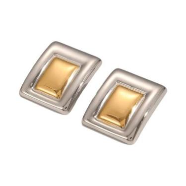Imagem de Conjunto De Brincos Geométricos Em Ouro, Prata E Aço Titânio Para Mulh