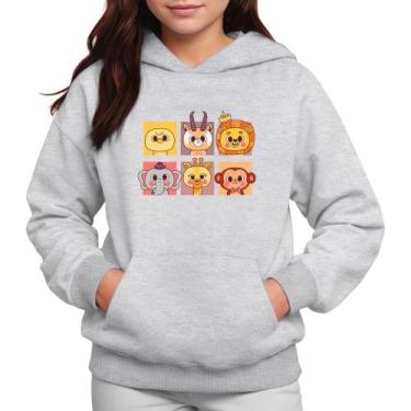 Imagem de Moletom Infantil Canguru Menina Estampa Animaizinhos - Samcro, Cinza, 