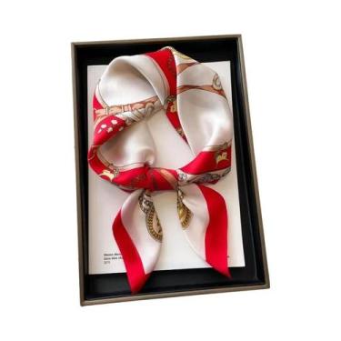 Imagem de Lenço De Seda Luxuoso Feminino 70x70cm, Xale Quadrado Para Escritório,