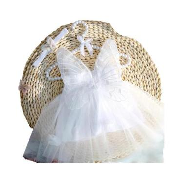 Imagem de Vestido De Malha Com Asas De Borboleta Para Meninas Recém-nascidas, Fa