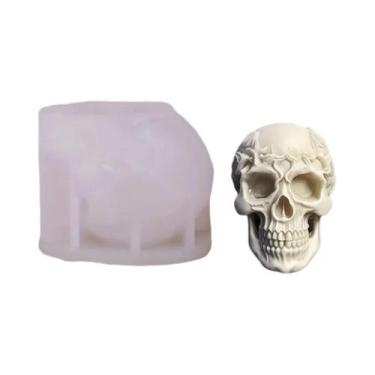 Imagem de Moldes De Silicone 3D De Caveira Com Flores Para Velas De Halloween, S