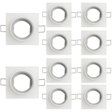 Imagem de Kit 10 Spot Taschibra Quadrado Embutir Vidro Jateado Sp23 Mr16 Bivolt