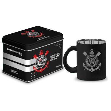 Imagem de Caneca de Vidro Diamond Metalic Lata - Corinthians - 300ml - Brasfoot 