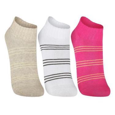 Imagem de Kit 3 Meias Cano Curto Lupo Adulto Feminino 4535-889, Sortido 0930, 34