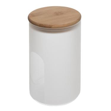 Imagem de Pote com Tampa de Bambu Frosted 10cm x 10cm x 17,5cm Vidro