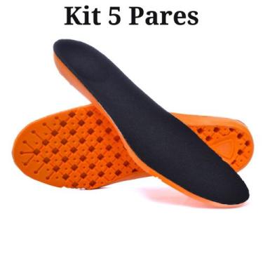 Imagem de Kit 5 Pares de Palmilhas Gel PU Ultra Macia para Tênis Sapatênis Sapat