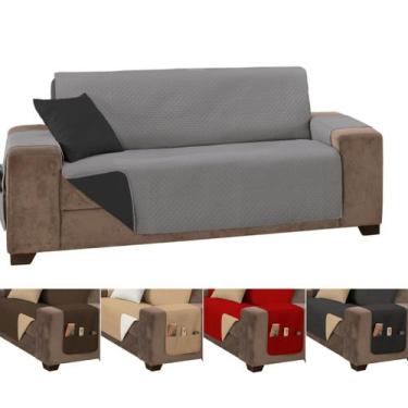 Imagem de Capa para sofá impermeavel ultrassonico especial king 2,4m cinza e pre