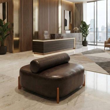 Imagem de Poltrona Ilha Recepção Corino Modena Whisk | Design Sofisticado Loja Consultório - Montanari`s Decor