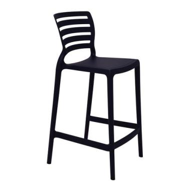 Imagem de Banqueta para Cozinha Alta Tramontina Sofia Preta em Polipropileno Emp