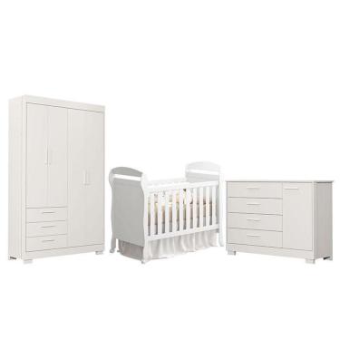 Imagem de Quarto De Bebê Zaki E Berço Americano Danny Branco Acetinado - Reller