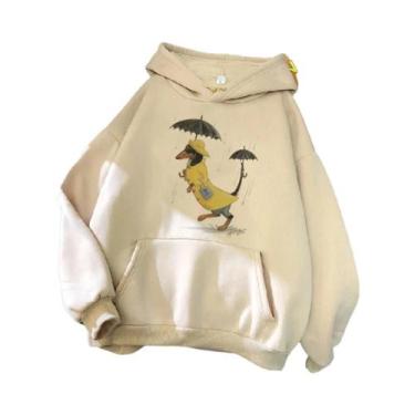 Imagem de Moletom Feminino Engraçado Com Capuz Estilo Coreano 2023, Moletom Góti