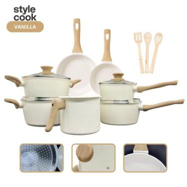 Imagem de Jogo de Panelas Antiaderente Cerâmico Fogão Indução Kit 10 Peças Cook 