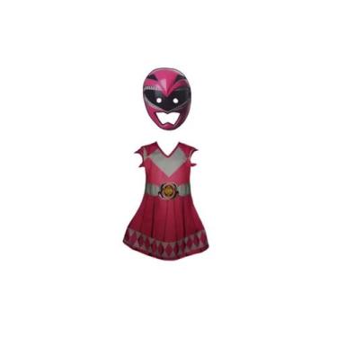 Imagem de Fantasia Roupa Power Rangers Rosa C/ Máscara E.v.a. 3d - Bililika, Ros