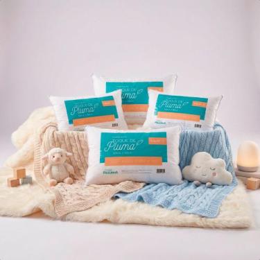 Imagem de Travesseiro Infantil 60x40 cm Pluma de Ganso Sintética Conforto Suport