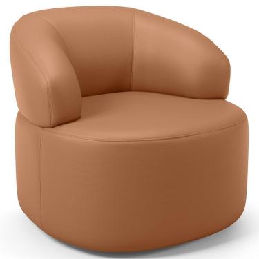 Imagem de Poltrona Giratória Orgânica Helena L02 Couro Sintético Marrom Lyam Decor