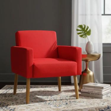 Imagem de Poltrona Hope Decorativa Confortável Para Sala Quarto Recepção Tecido Suede Pés Palito