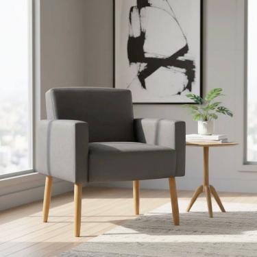 Imagem de Poltrona Hope Decorativa Confortável Para Sala Quarto Recepção Tecido Suede Pés Palito