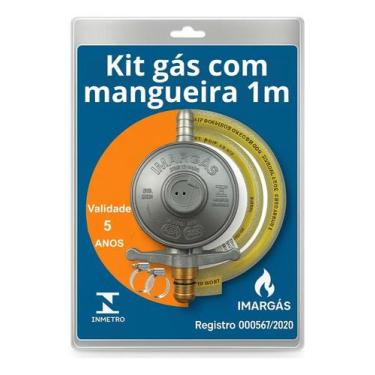 Imagem de Kit Registro Regulador Gás Cozinha Mangueira 1m Botijão 13kg - Congrat