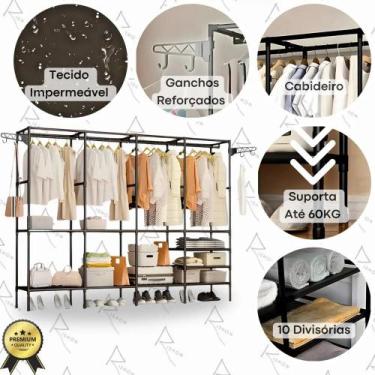 Imagem de Guarda Roupa Dobravel Closet Aberto Organizador De Roupas De - Congrat