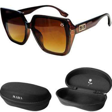 Imagem de Óculos de Sol Feminino Orizom Maria em Acetato Marrom com Lentes Proteção UV e Case Premium
