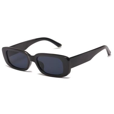 Imagem de Óculos de Sol Oem Retrô Vintage Retangular em Policarbonato Preto com Proteção Uva Uvb4...
