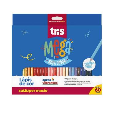 Imagem de Lápis de Cor Tris Mega Soft Color com Mina Super Macia e Resistente para Uso Escolar e...