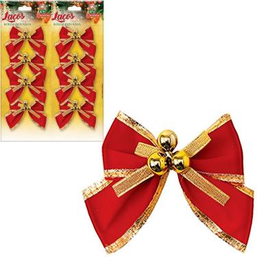 Imagem de Kit Laços Decorativos Laço Natalino para Decoração de Árvore com Pingentes de Bolinhas...