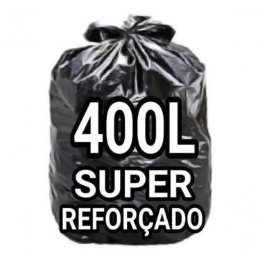 Imagem de Saco para Lixo 400 Litros Super Reforçado Parede Dupla 10-11 Micra Preto Pacote 100 Uni...