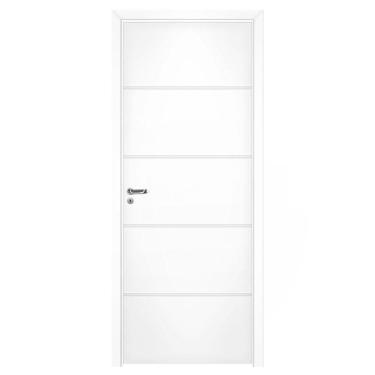 Imagem de Kit Porta de Madeira Pinhal 15 a 20 cm, Abertura à Direita, Branca, 214 x 95 cm