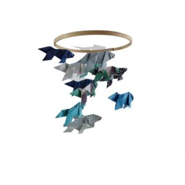 Imagem de Móbile Berço Bebê Infantil Quarto Peixes Coloridos Origami - SHOPPINGN