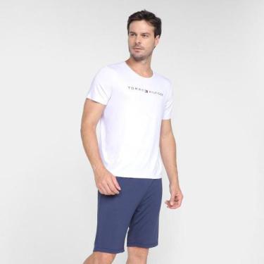 Imagem de Pijama Masculino Tommy Hilfiger Mod Essentials Sleepwear, G, Branco