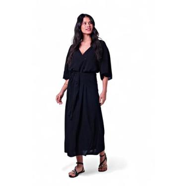 Imagem de Vestido Feminino Comprido Viscose - Rabbithos, P, Preto